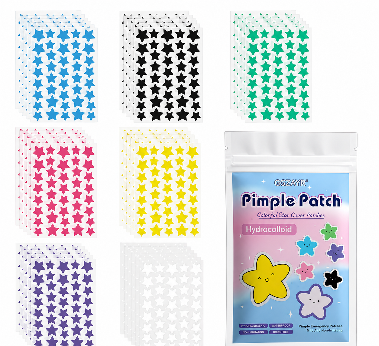 Colorful stars for clearer skin